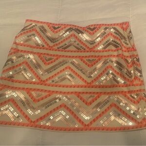 Express Hot Pink , Rose Gold & Silver Sequin Mini Skirt- fully lined